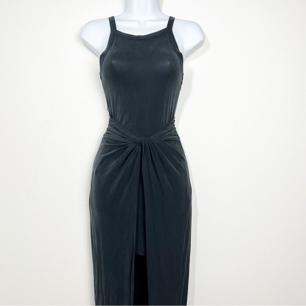 AllSaints Sami Cupro Knot Front Maxi Dress Size 0 in Black New All Saints - Picture 5 of 14
